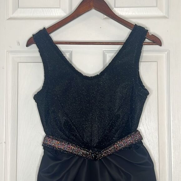 H&M Black Glittered Cocktail Dress with Shimmer Belt - Picture 2 of 6